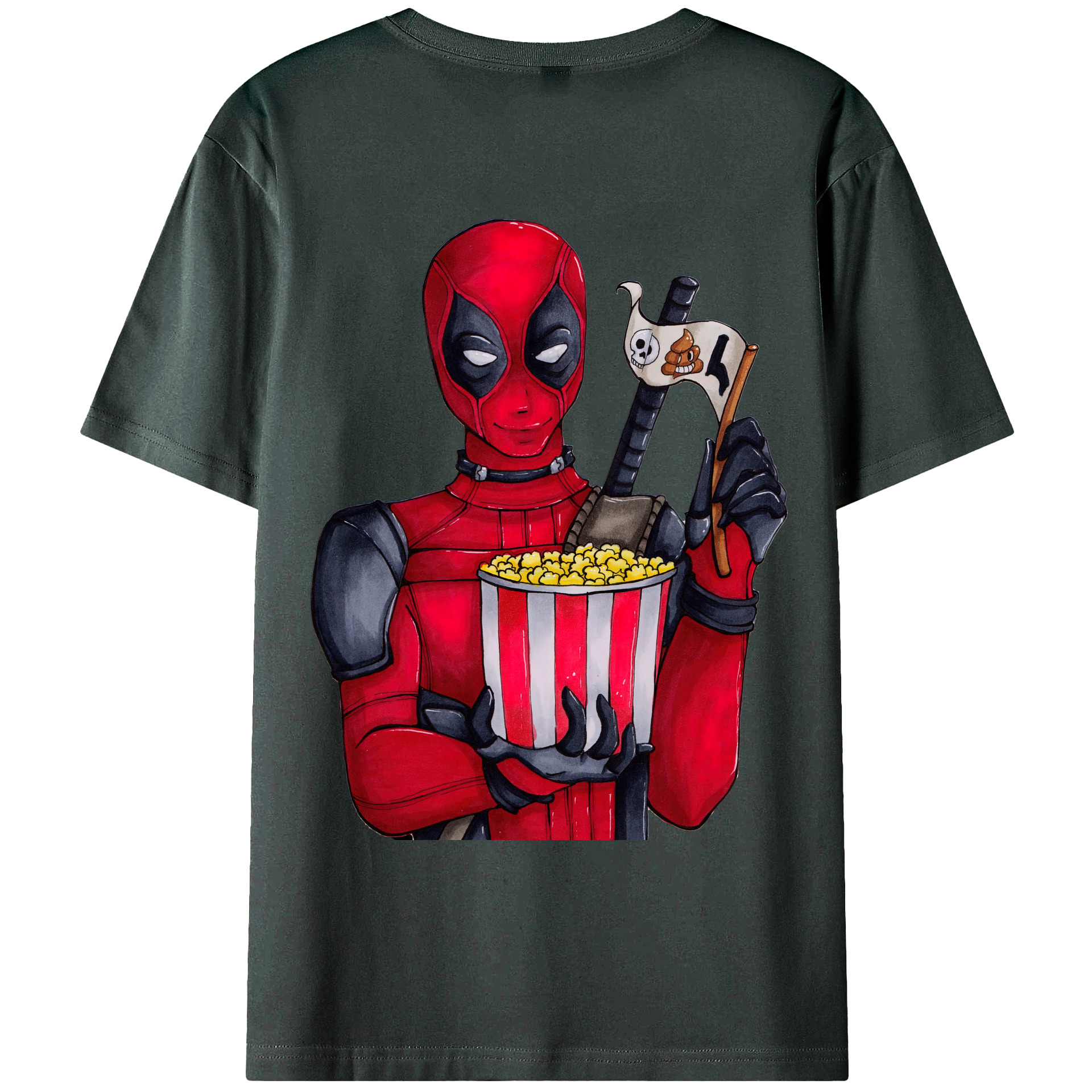 （画像用） Deadpool デッドプール 綿100％ メンズ半袖Tシャツ（バックプリント） 通気性
